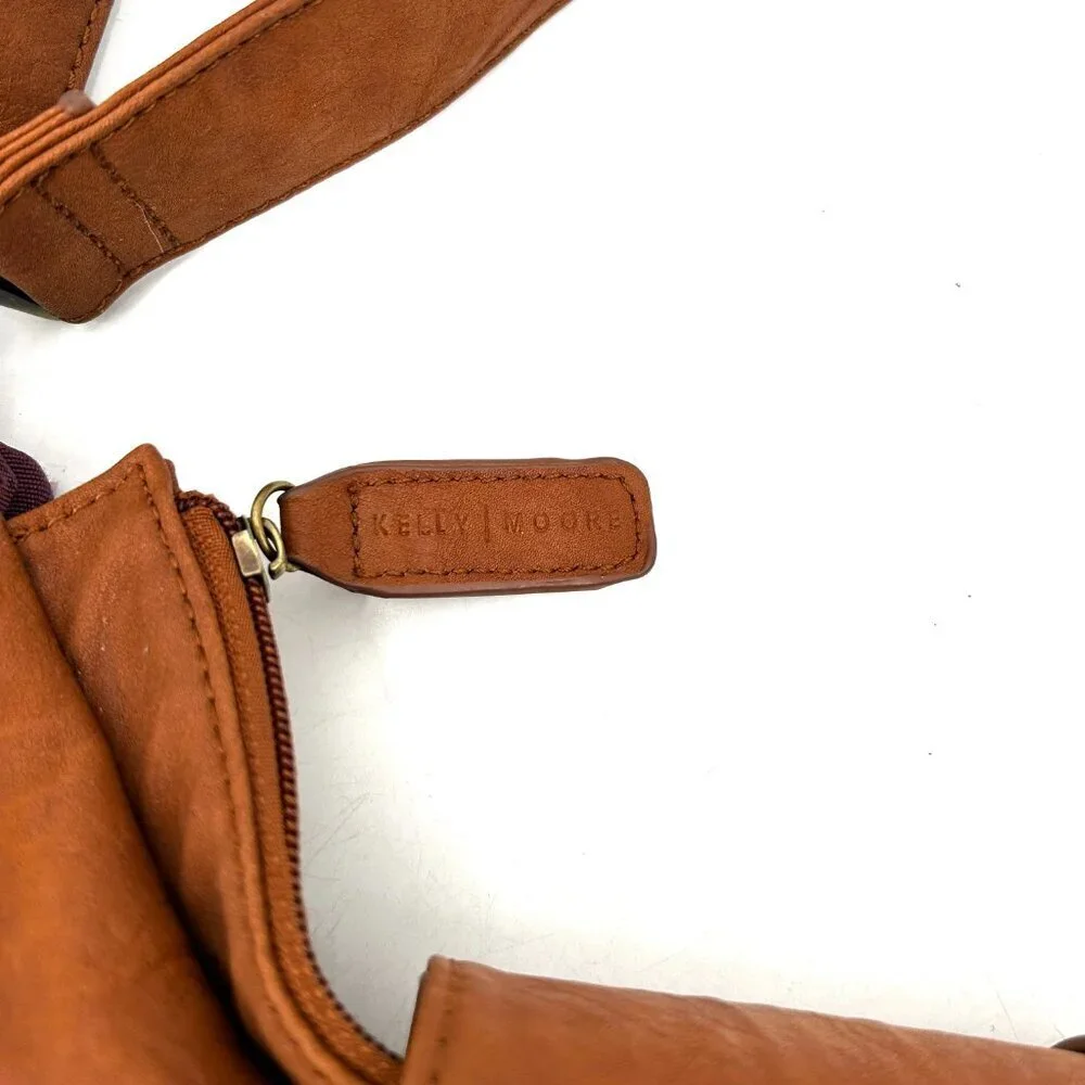 KELLY MOORE Brown Vegan Leather Shoulder Cross Body Large Hobo Camera Bag